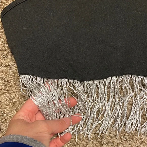 SHEIN (M) Black Tank Top with Silver Fringe - Picture 3 of 6